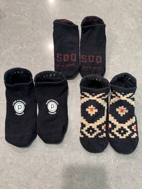 Pure Barre 500 club Black Low-Cut Studio Socks Trio with Patterned Pair